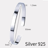 Silver 925 Jewelry Cuff Bracelet for Women Girls Charm Bracelets Christmas Gift