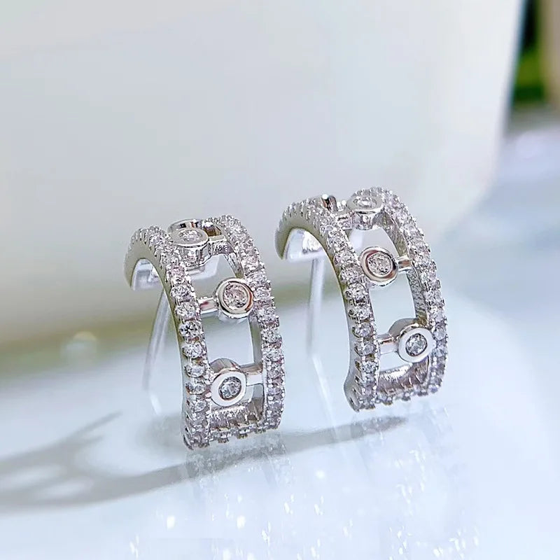 Dewdrop Earrings Silver 925 Crystals Diamond Fine Jewelry for Women Party