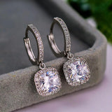 Silver 925 Diamond Earrings Crystal Women's Ear Drop Anniversary