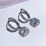 Silver 925 Diamond Earrings Crystal Women's Ear Drop Anniversary