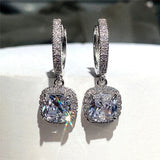 Silver 925 Diamond Earrings Crystal Women's Ear Drop Anniversary