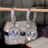 Silver 925 Diamond Earrings Crystal Women's Ear Drop Anniversary