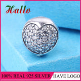 Silver 925 Love Heart Clip Beads For Women Bracelet Bangle