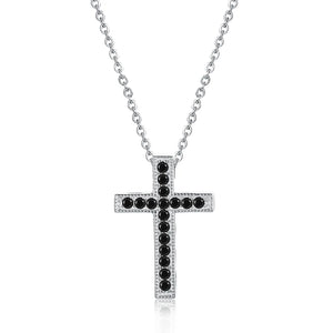 Silver 925 Cross Pendant Zircon Necklace Womens Fine Jewelry