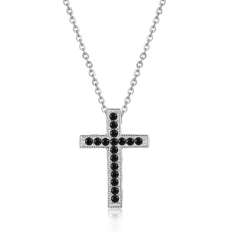 Silver 925 Cross Pendant Zircon Necklace Womens Fine Jewelry