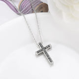 Silver 925 Cross Pendant Zircon Necklace Womens Fine Jewelry