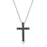 Silver 925 Cross Pendant Zircon Necklace Womens Fine Jewelry
