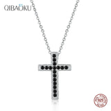 Silver 925 Cross Pendant Zircon Necklace Womens Fine Jewelry