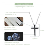 Silver 925 Cross Pendant Zircon Necklace Womens Fine Jewelry