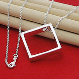 Silver 925 Necklace Square Pendants Necklaces For Women Christmas Gift