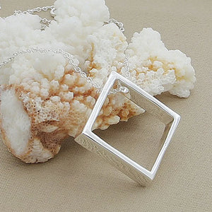 Silver 925 Necklace Square Pendants Necklaces For Women Christmas Gift