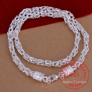 Silver 925 Necklace for Men Women Dragon Necklaces Homme Collier