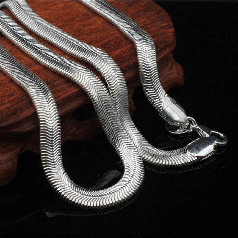 Silver 925 6mm Snake Chain Necklace 16-24 inch Choker Collier Femme