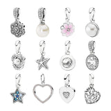 Silver 925 Necklaces Pendants Charms For Women Jewelry Flower Droplet Love Knot