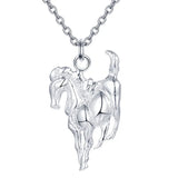 Silver 925 Horse Pendant Necklace Chain Choker Collier Jewelry