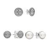 Silver 925 Original Ear Piercing Stud Earrings For Women Vintage Frost Love