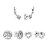 Silver 925 Ear Piercing Stud Earrings Love Heart Butterfly Clover Tree Of Life