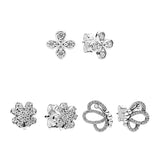 Silver 925 Ear Piercing Stud Earrings Women Jewelry Heart Arrow Butterfly Clover