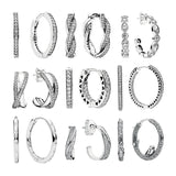 Silver 925 Hoops Earrings Hearts Bird Zircon Stones Fine Jewelry