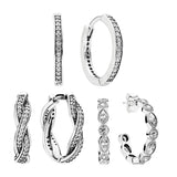 Silver 925 Hoops Earrings Hearts Bird Zircon Stones Fine Jewelry
