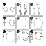 925 Silver Hoops Earrings Zircon Stones Hearts Feathers Pearls Beads