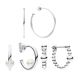 925 Silver Hoops Earrings Zircon Stones Hearts Feathers Pearls Beads