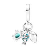 Silver 925 Ocean Triple Pendants Charms For Bracelet Women DIY Fine Jewelry