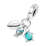 Silver 925 Ocean Triple Pendants Charms For Bracelet Women DIY Fine Jewelry