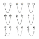 925 Silver Safety Chain Charms Beads for Bracelets Women DIY Jewelry Making
