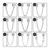 925 Silver Safety Chain Charms Beads for Bracelets Women DIY Jewelry Making