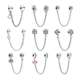 Silver 925 Safety Chain Charms Beads For Bracelets Women DIY Jewelry