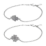 Silver 925 Chain Link Bracelet Women Jewelry Hamsa Hand Clover Infinity Love