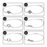 Silver 925 Chain Link Bracelet Women Jewelry Hamsa Hand Clover Infinity Love