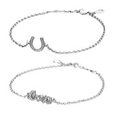 Silver 925 Chain Link Bracelet Women Jewelry Hamsa Hand Clover Infinity Love