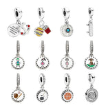 Silver 925 Charms for Women Bracelets DIY - Love Anchor Burger Fries Compass