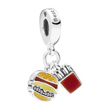 Silver 925 Charms for Women Bracelets DIY - Love Anchor Burger Fries Compass