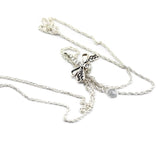 Real 925 Silver Dragonfly Necklace for Women Men's Chain Pearl Jewelry Choker