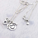 Silver 925 I Love You Necklace Pendant Women Men's Chain Pearl Jewelry