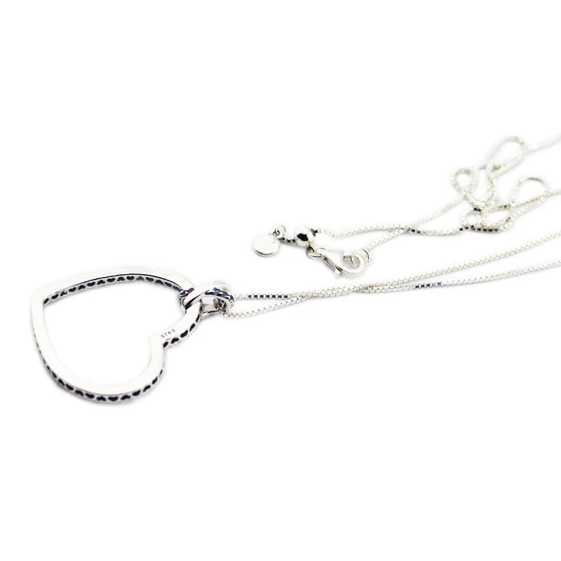 925 Silver Multi-Colored Heart Necklace for Women Men's Chain Pearl Choker