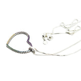 925 Silver Multi-Colored Heart Necklace for Women Men's Chain Pearl Choker