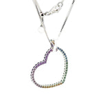 925 Silver Multi-Colored Heart Necklace for Women Men's Chain Pearl Choker