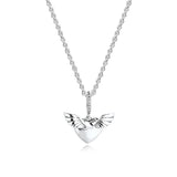 Silver 925 Heart & Angel Wings Necklace For Women Choker Men's Chain Pearl