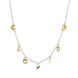925 Silver Loved Script Necklace Choker Men's Chain Pearl