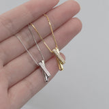 Silver 925 Geometry Interlocking Pendant Necklace Platinum