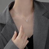 Silver 925 Geometry Interlocking Pendant Necklace Platinum