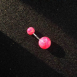 Silver 925 Pink Opal Navel Piercing Belly Button Ring Body Jewelry 6-12MM