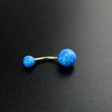 Silver 925 Pink Opal Navel Piercing Belly Button Ring Body Jewelry 6-12MM