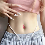 Silver 925 Pink Opal Navel Piercing Belly Button Ring Body Jewelry 6-12MM