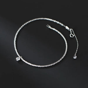 Silver 925 Popcorn Chain Anklet for Women with Diamond Zircon