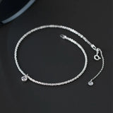 Silver 925 Popcorn Chain Anklet for Women with Diamond Zircon